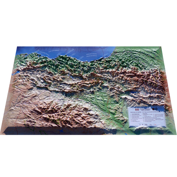 3Dmap Regionkarta Pay Basque (Euskal Herria 61 x 41 cm)