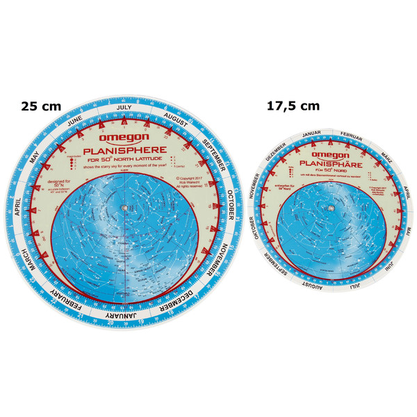 Omegon Stjärnkarta Planisfär av himlen 25cm / 47°