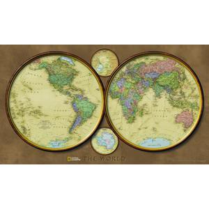 National Geographic Världskarta Utforskarkarta - Världshemisfärer (planiglob)