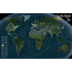 National Geographic Världskarta Jorden vid natt - väggkarta laminerad