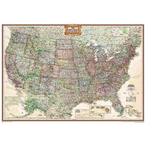 National Geographic Antik USA-karta politisk, stor laminerad