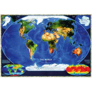 National Geographic Satellit-världskarta laminerad