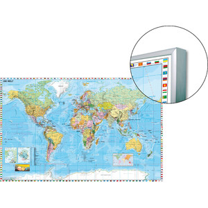 Stiefel Världskarta på anslagstavla (engelska)