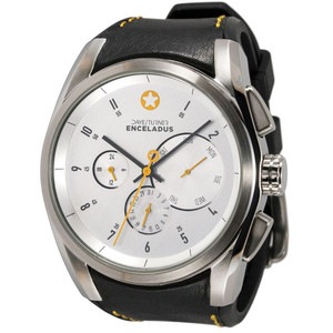 DayeTurner ENCELADUS herrklocka analog silver - svart läder