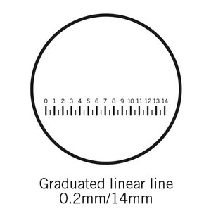 Motic Graticule-skala (14 mm i 70 delar), (Ø25 mm)