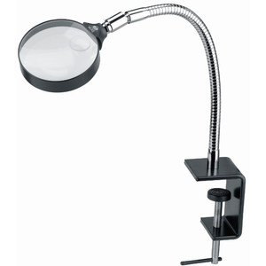 Schweizer Lupp Förstoringsglas för arbetsbänk Bordsklämma, 2x/Ø120mm, bikonvex