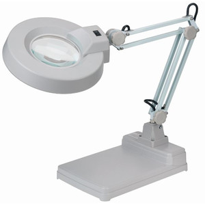 Schweizer Lupp Förstoringslampa saxarm bordsstativ, 2x/Ø125mm, bikonvex, 22W