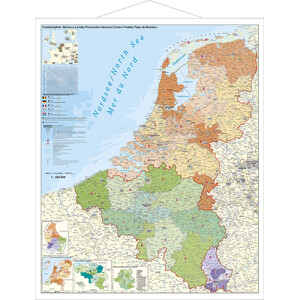 Stiefel Regionkarta Benelux med postnummer (97x137)