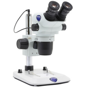 Optika Zoom-stereomikroskop SZO-3, bino, 6,7-45x, pelarstativ, infallande, genomfallande ljus