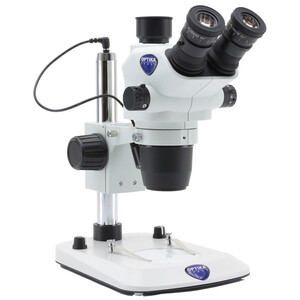 Optika Zoom-stereomikroskop SZO-4, trino, 6.7-45x, pelarställning, infallande, genomfallande ljus