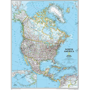 National Geographic Kontinentkarta Nordamerika politisk (91 x 117 cm)