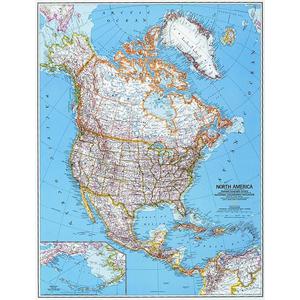 National Geographic Kontinentkarta Nordamerika, politiskt stort