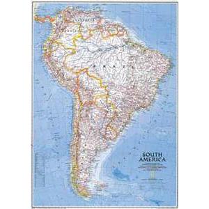 National Geographic Kontinentkarta Sydamerika, politiskt stort