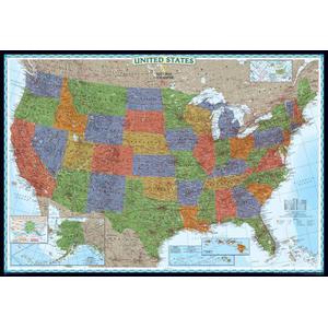 National Geographic Dekorativ USA-karta, politisk, laminerad