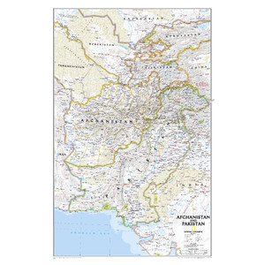 National Geographic Karta Afghanistan och Pakistan