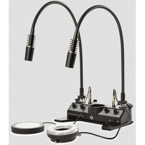 Euromex belysningsstation LE.5212, vit, 2 svanhalsar, Ringlampor, Transmitterat ljus