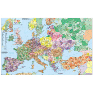 Stiefel Kontinentkarta Europa med Turkiet gatu- och postnummerkarta (flerspråkig)