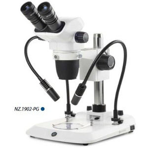 Euromex Zoom-stereomikroskop NZ.1702-PG, 6.5-55x, kolonn, 2 svanhalsar, genomfallande ljus, bino