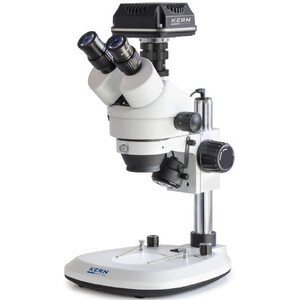 Kern Mikroskop OZL 466C832, Greenough, kolumn, 7-45x, 10x/20, infallande transmittat ljus, ringljus, 3W LED, kamera 5MP, USB 3.0
