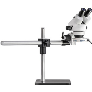 Kern Zoom-stereomikroskop OZL 963, trino, 0,7-4,5x, Stativ med teleskoparm, platta, LED-ringbelysning