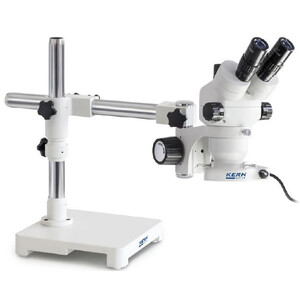 Kern Zoom-stereomikroskop OZM 902, bino, 7x-45x, HSWF, stativ, enkelarm med bordsskiva, ringljus LED 4,5 W