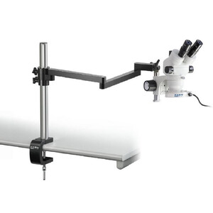 Kern Zoom-stereomikroskop OZM 953, trino, 7-45x, HSWF 10x23 mm, ledarmstativ bordsklämma, ringlampa LED, 4,5W