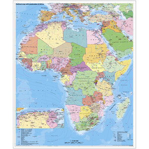 Stiefel Kontinentkarta Afrika politiskt med postnummer på anslagstavla
