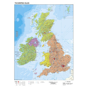 Stiefel Karta Storbritannien och Irland politiskt (68x98)