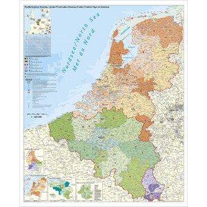 Stiefel Regionkarta Benelux med postnummer (97x137)