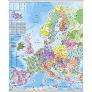 Stiefel Kontinentkarta Europa postnummer (97 x 119 cm)