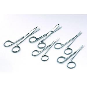 Windaus Mikroskopi / dissektionssax, böjd spetsig 110 mm lång