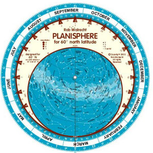 Rob Walrecht Stjärnkarta Planisphere 60°N 25cm