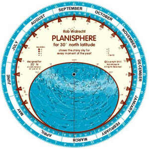 Rob Walrecht Stjärnkarta Planisphere 30°N 25cm