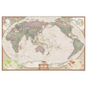National Geographic Antik världskarta med Stilla havet som mittpunkt, laminerad