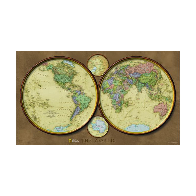 National Geographic Världskarta Utforskarkarta - Världshemisfärer (planiglob)