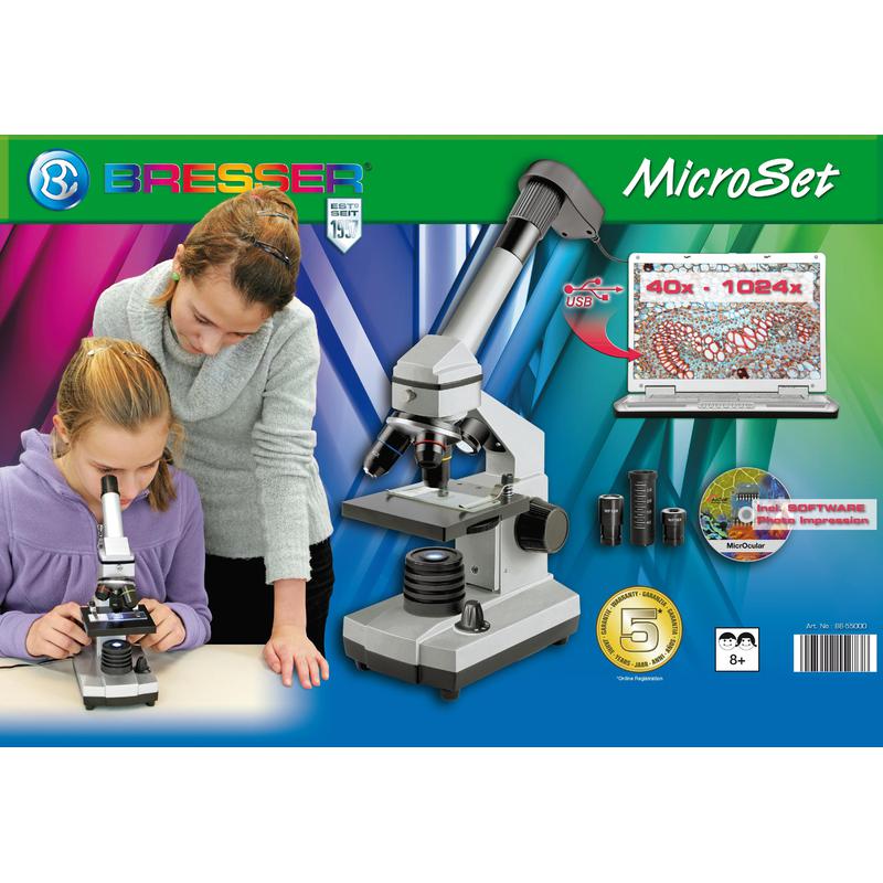 Bresser Junior Biolux CEA-mikroskopuppsättning, USB, fodral, 40x -1024x