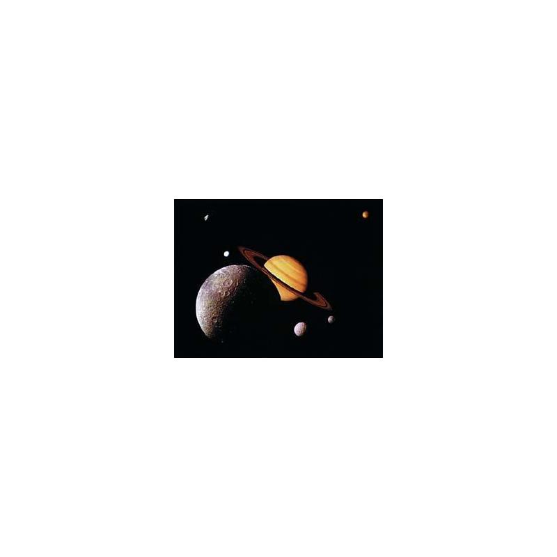 Poster Saturnus med 6 månar