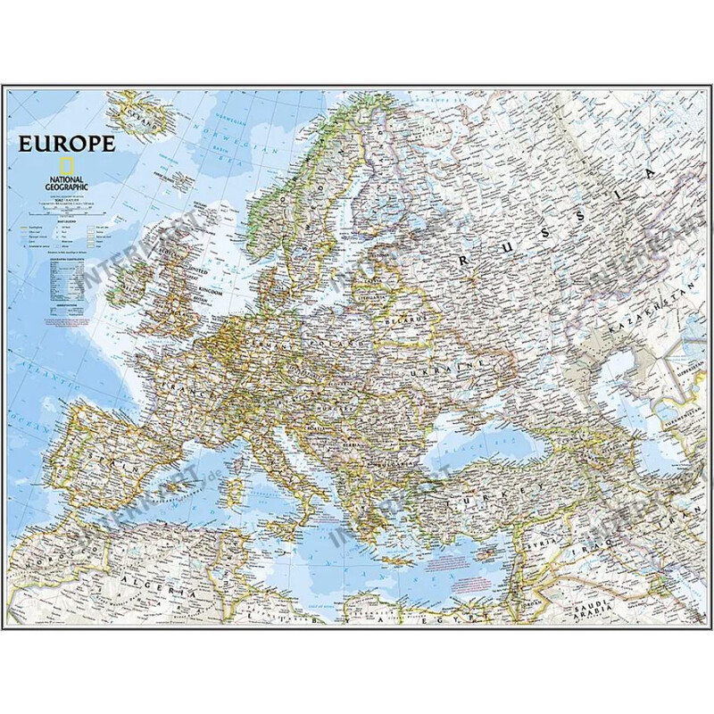 National Geographic Kontinentkarta Europa politiskt 76 x 61 cm