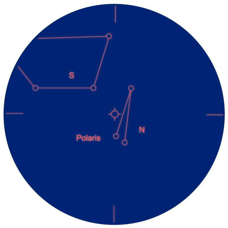 Explore Scientific ES 8x50 sökare 90° vinklad bild med Amici-Prisma och polargravyr