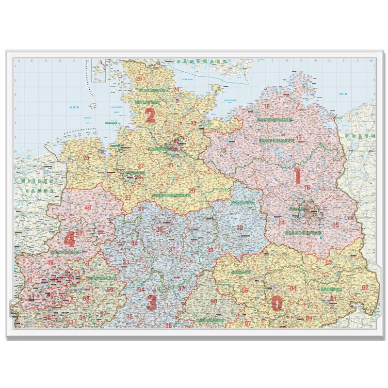 Bacher Verlag Regionkarta Postkodkarta norra Tyskland 1:500.000