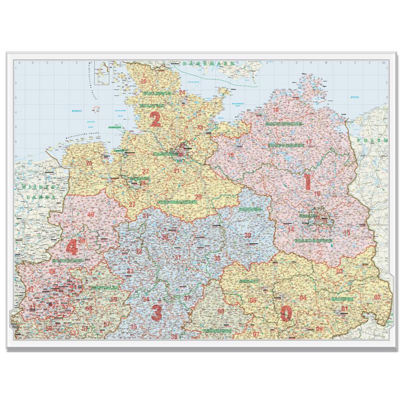 Bacher Verlag Regionkarta Postnummerkarta över norra Tyskland 1:500.000