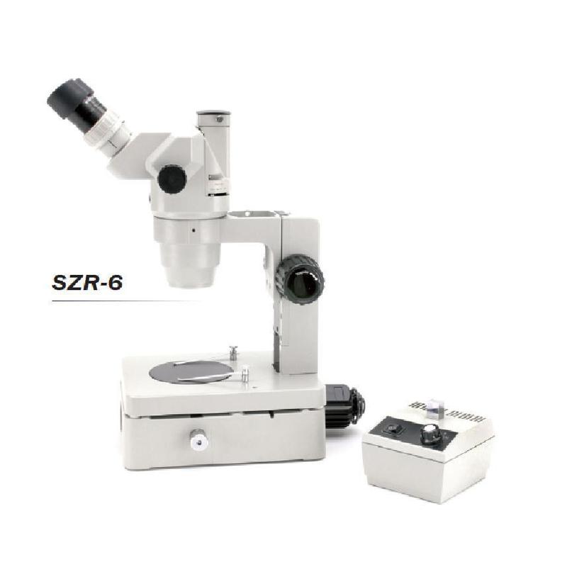 Optika Stereozoommikroskop Trinokulares Zoomstereomikroskop SZR-6, Fuß mit Beleuchtung, 1 Leuchte