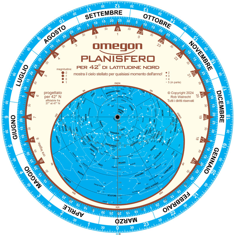 Omegon Stjärnkarta Planisfero 25cm / 42°