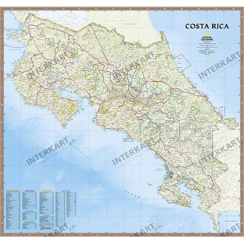 National Geographic Karta Costa Rica (96 x 91 cm)