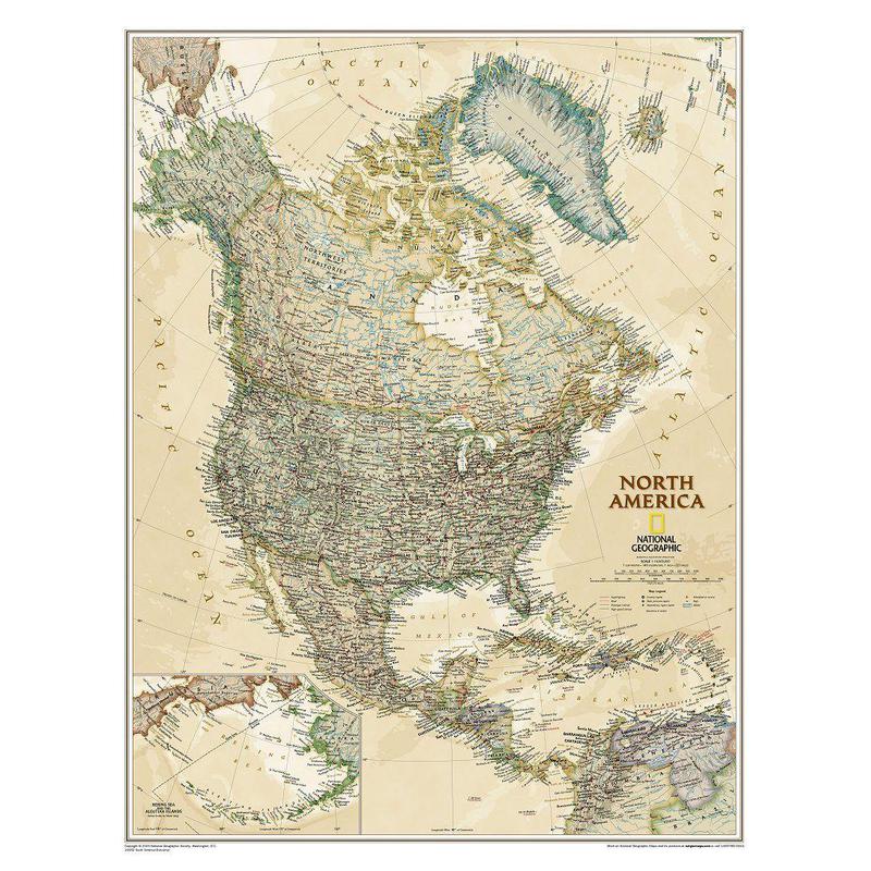 National Geographic Karta Nord- och Sydamerika