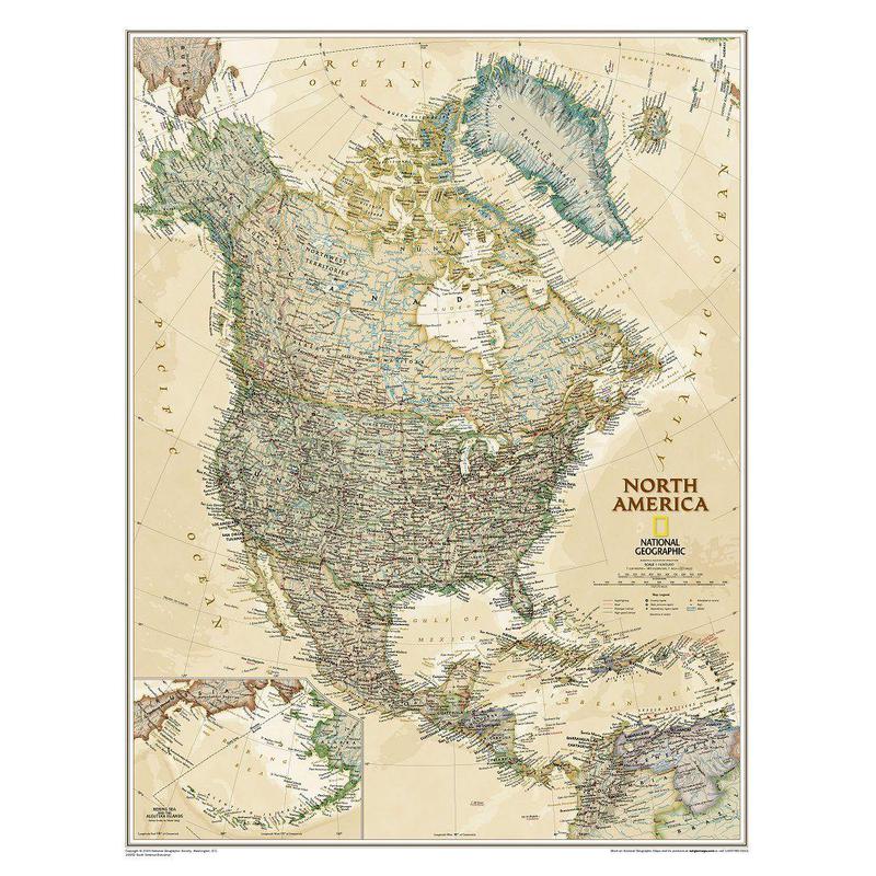 National Geographic Kontinentkarta Nordamerika (61 x 76 cm)