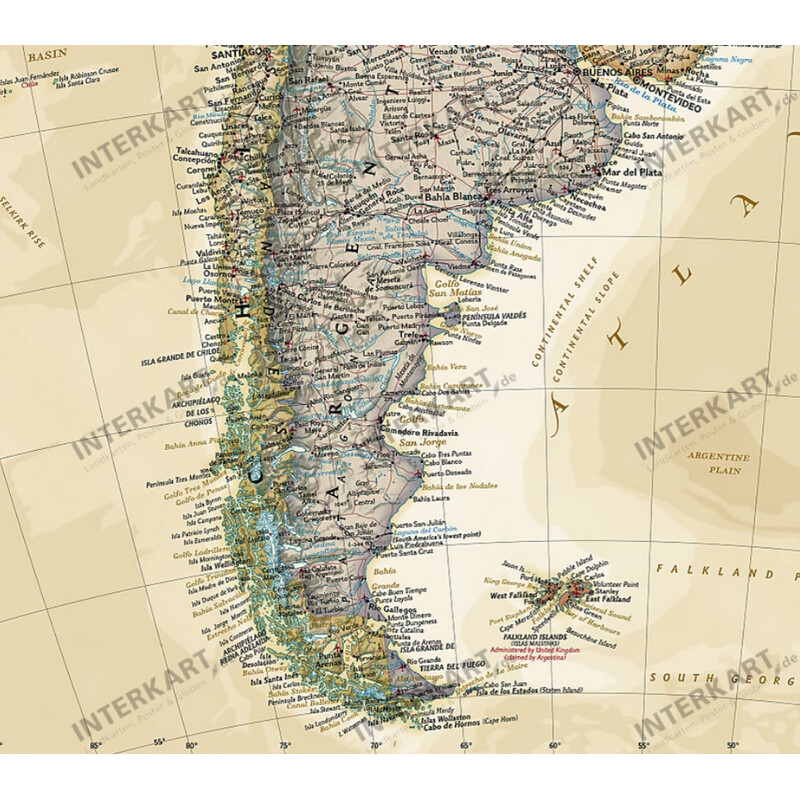 National Geographic Kontinentkarta antique map of South America