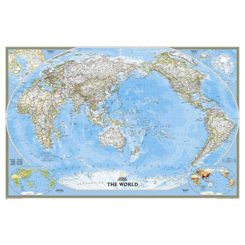 National Geographic Världskarta pazifikzentriert (185 x 122 cm)