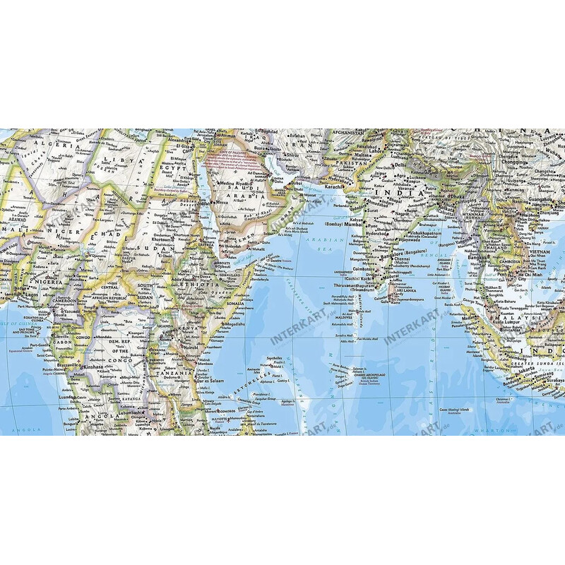 National Geographic Världskarta pazifikzentriert (185 x 122 cm)