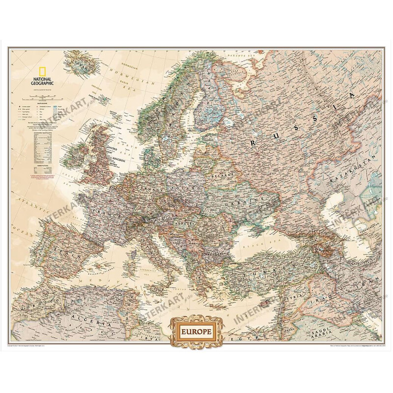 National Geographic Kontinentkarta Europa (241 x 193 cm)